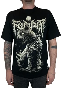 T-shirt ROTTEN KITTEN – Coupe ample, 100% coton épais, design chat cadavérique / zombie