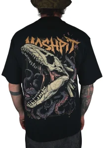 T-shirt dying whales– Coupe ample, 100% coton épais, design BALEINE SKULL