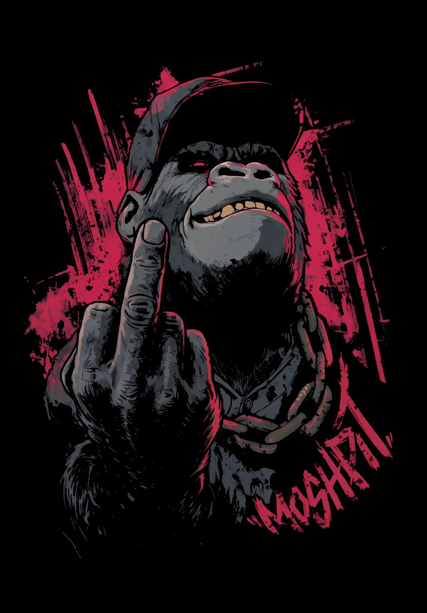 T-shirt PRIMAL DISRESPECT– Coupe ample, 100% coton épais, design GORILLE ARROGANT