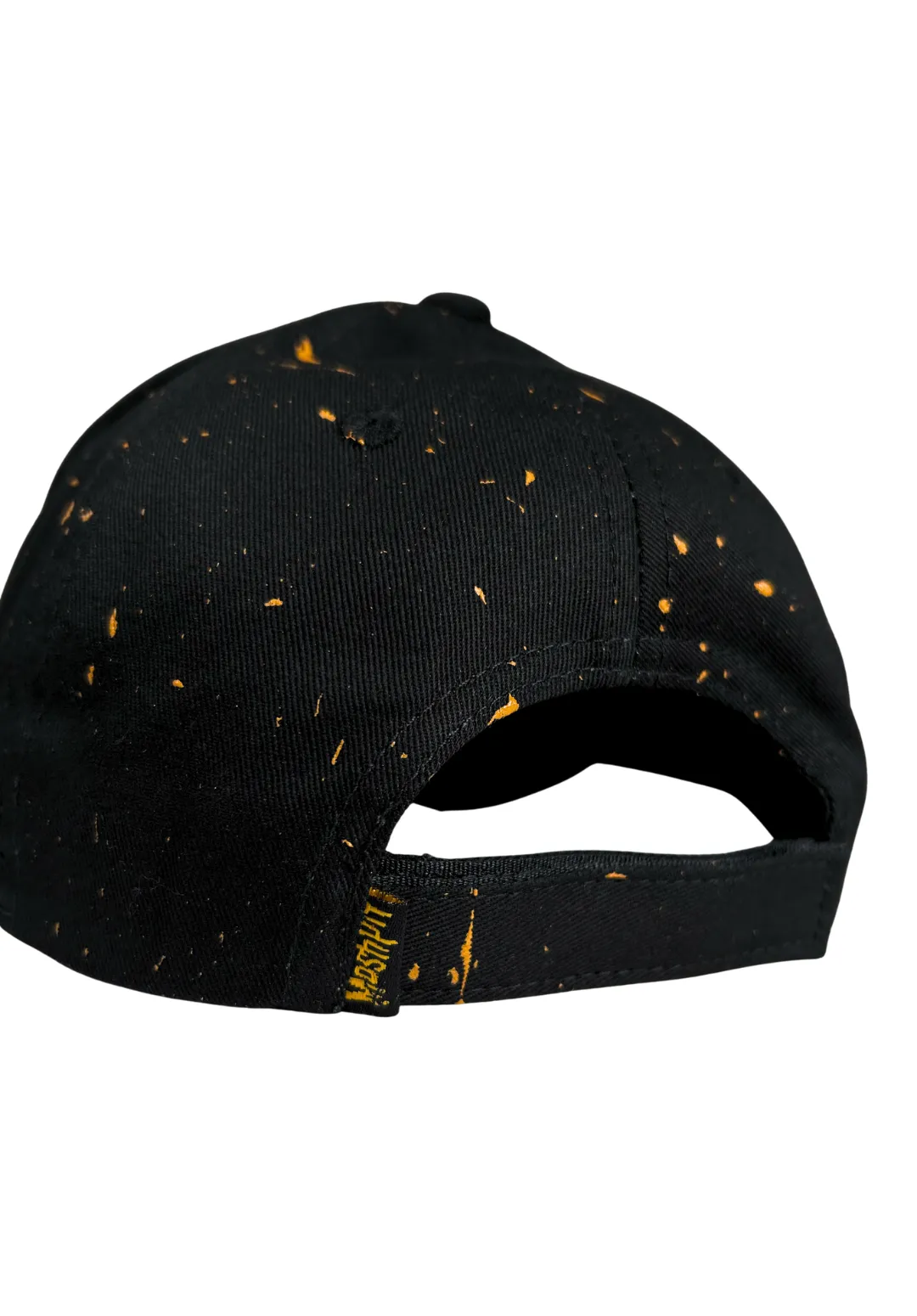 Casquette PRIMAL noire Moshpit avec broderie dorée et projections de peinture réalisées à la main, édition limitée à 50 exemplaires