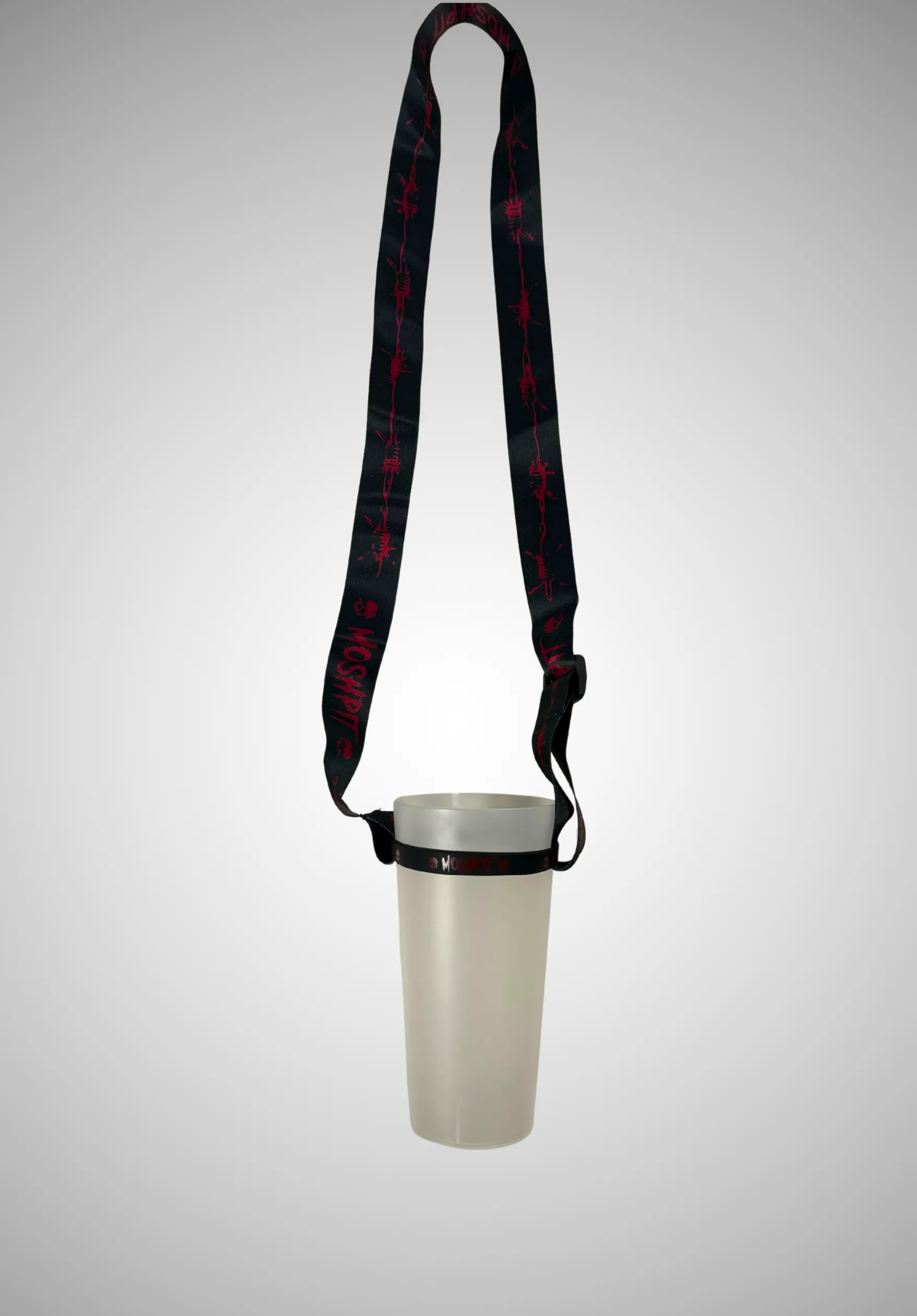 Porte gobelet Moshpit noir et rouge avec sangle de 110 cm